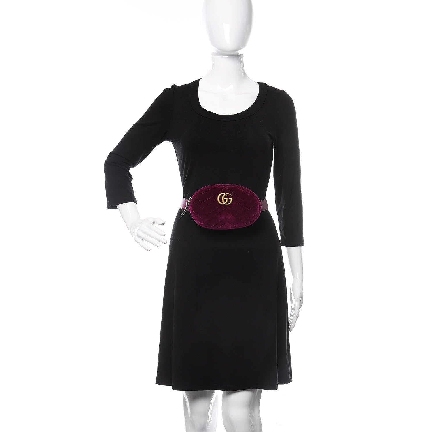 Gucci Velvet Matelasse GG Marmont Belt Bag 85 34 Fuchsia Violet Cyclamen 2 of 10