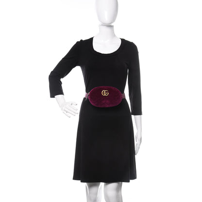 Gucci Velvet Matelasse GG Marmont Belt Bag 85 34 Fuchsia Violet Cyclamen 2 of 10