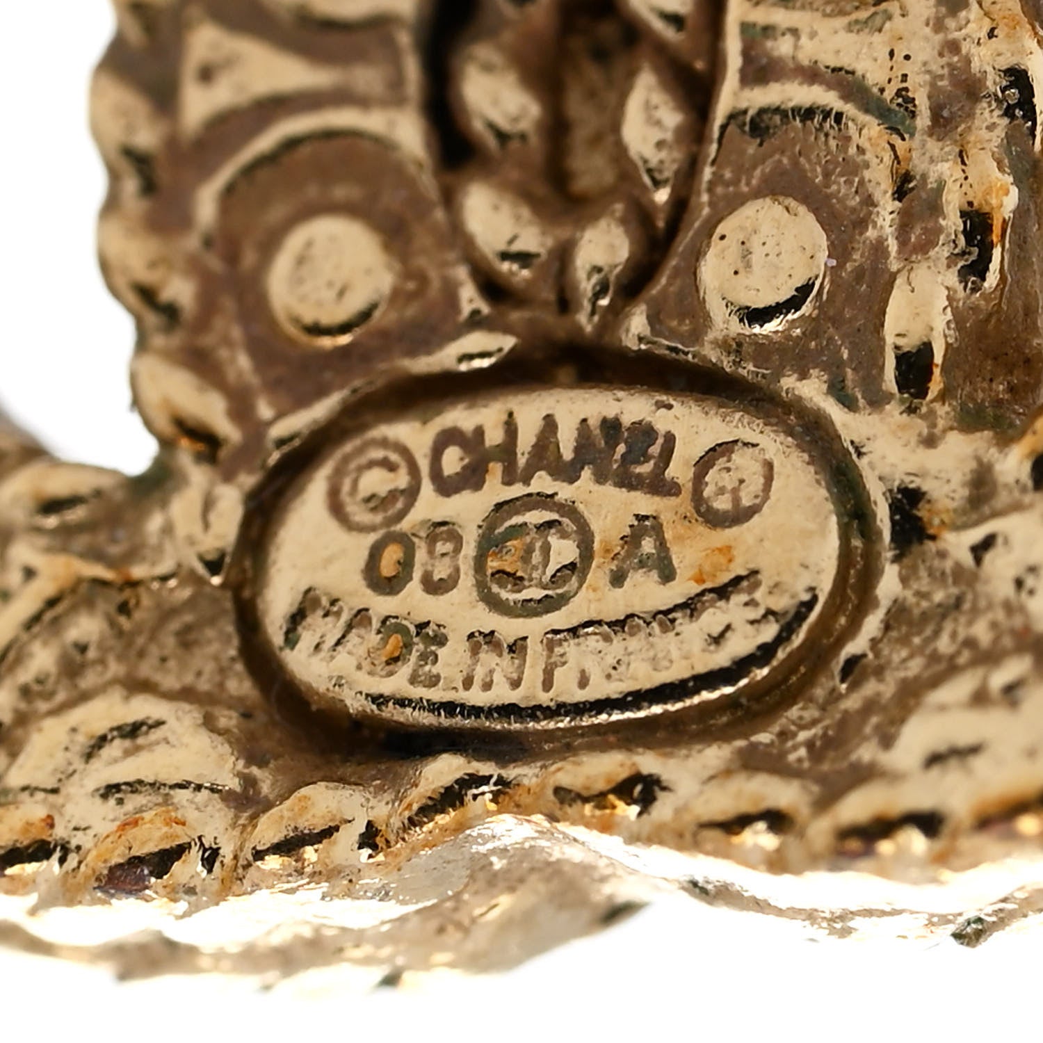 Chanel Textured CC Earrings Gold 4 of 4