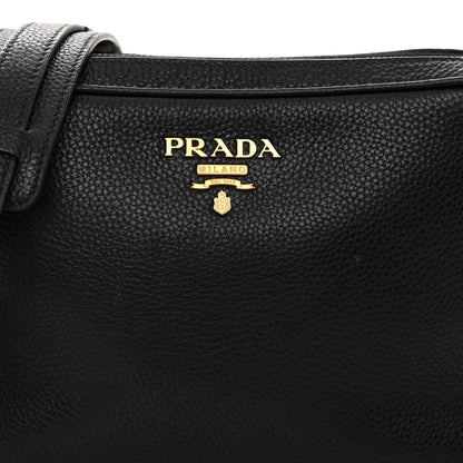 Prada Vitello Daino Medium Double Zip Shoulder Bag Black 8 of 12