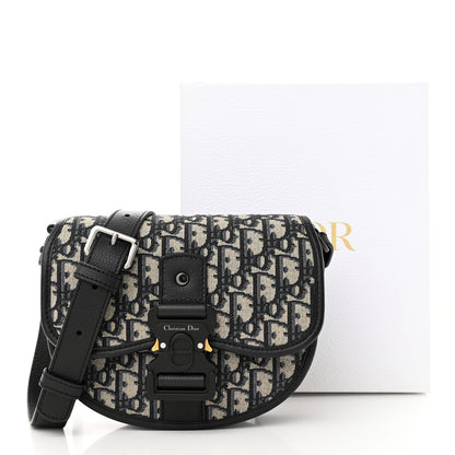 Christian Dior Oblique Grained Calfskin Mini Gallop Bag With Strap Black Beige 11 of 11