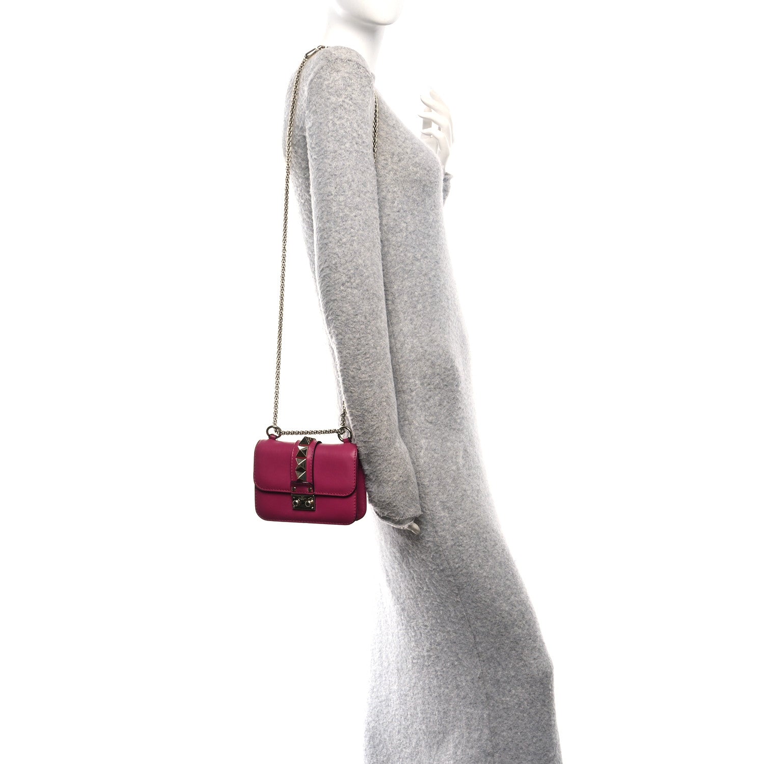 Valentino Garavani Vitello Small Glam Lock Rockstud Flap Deep Cyclamin 2 of 9