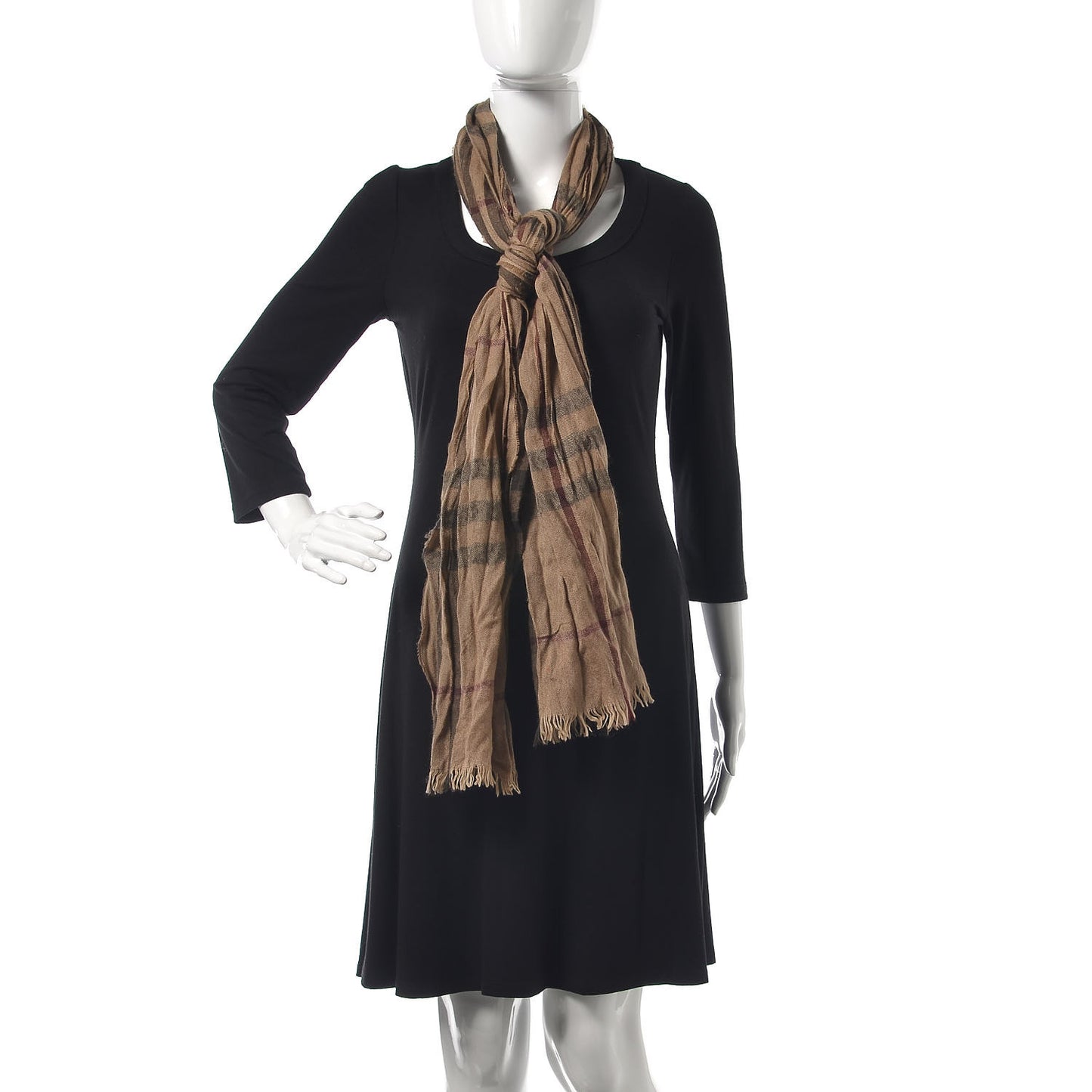 Cashmere Check Lightweight Scarf Camel