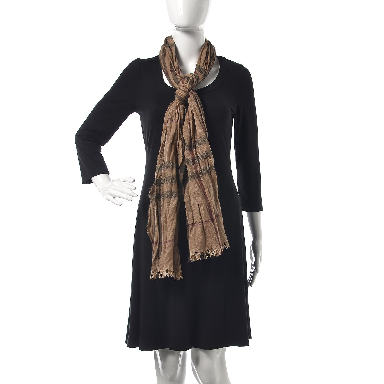 Burberry Cashmere Check Lightweight Scarf Camel 2 of 4