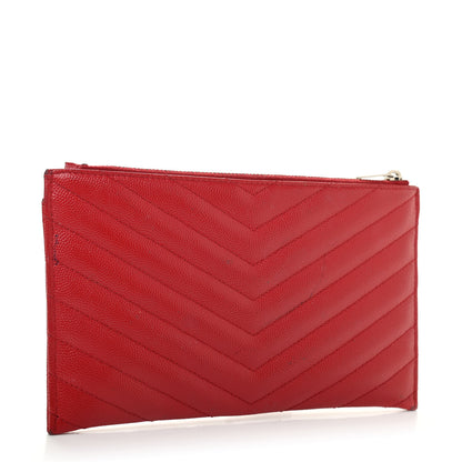 Saint Laurent Grain De Poudre Chevron Monogram Bill Pouch Bandana Red 3 of 13