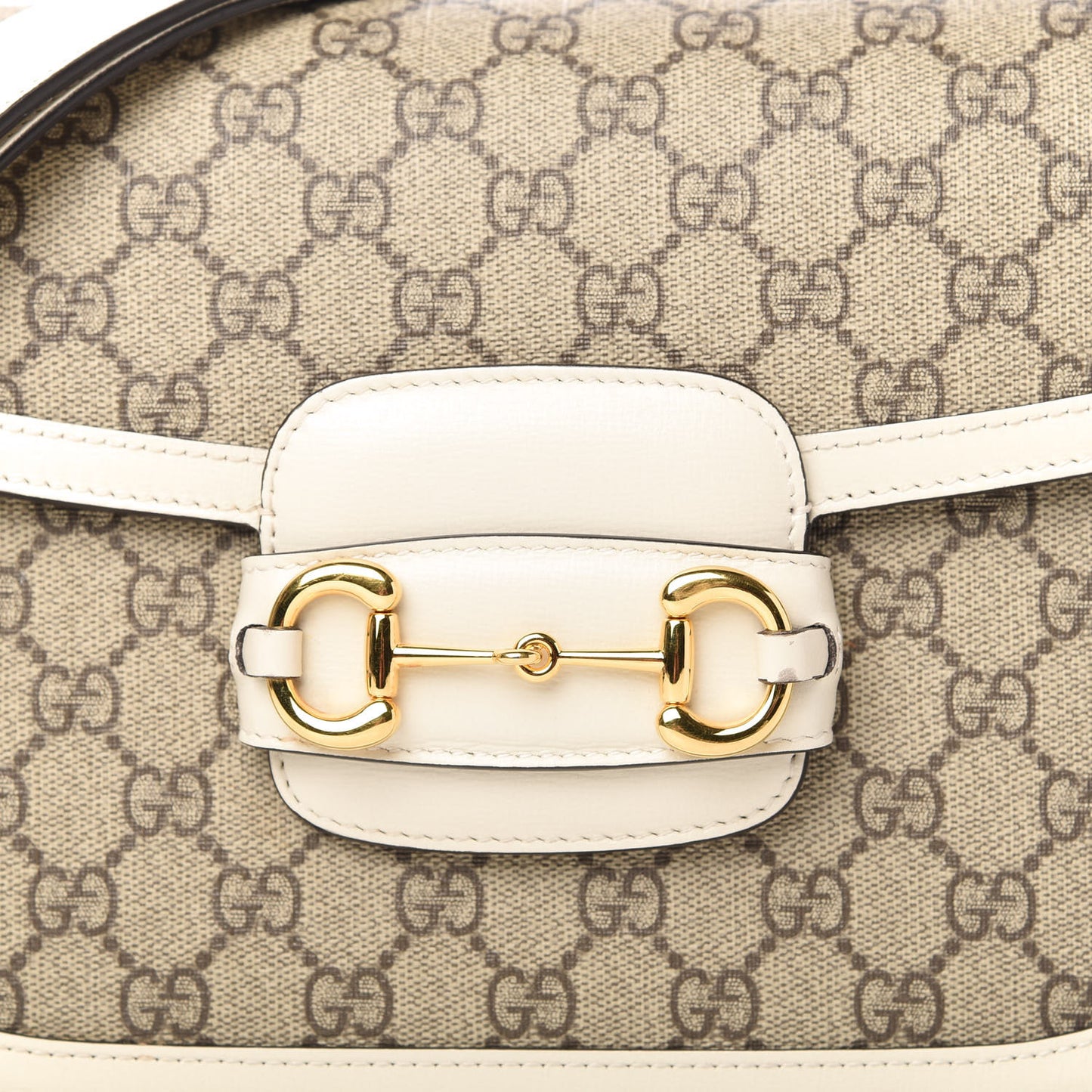 GG Supreme Monogram Horsebit 1955 Shoulder Bag Beige Mystic White
