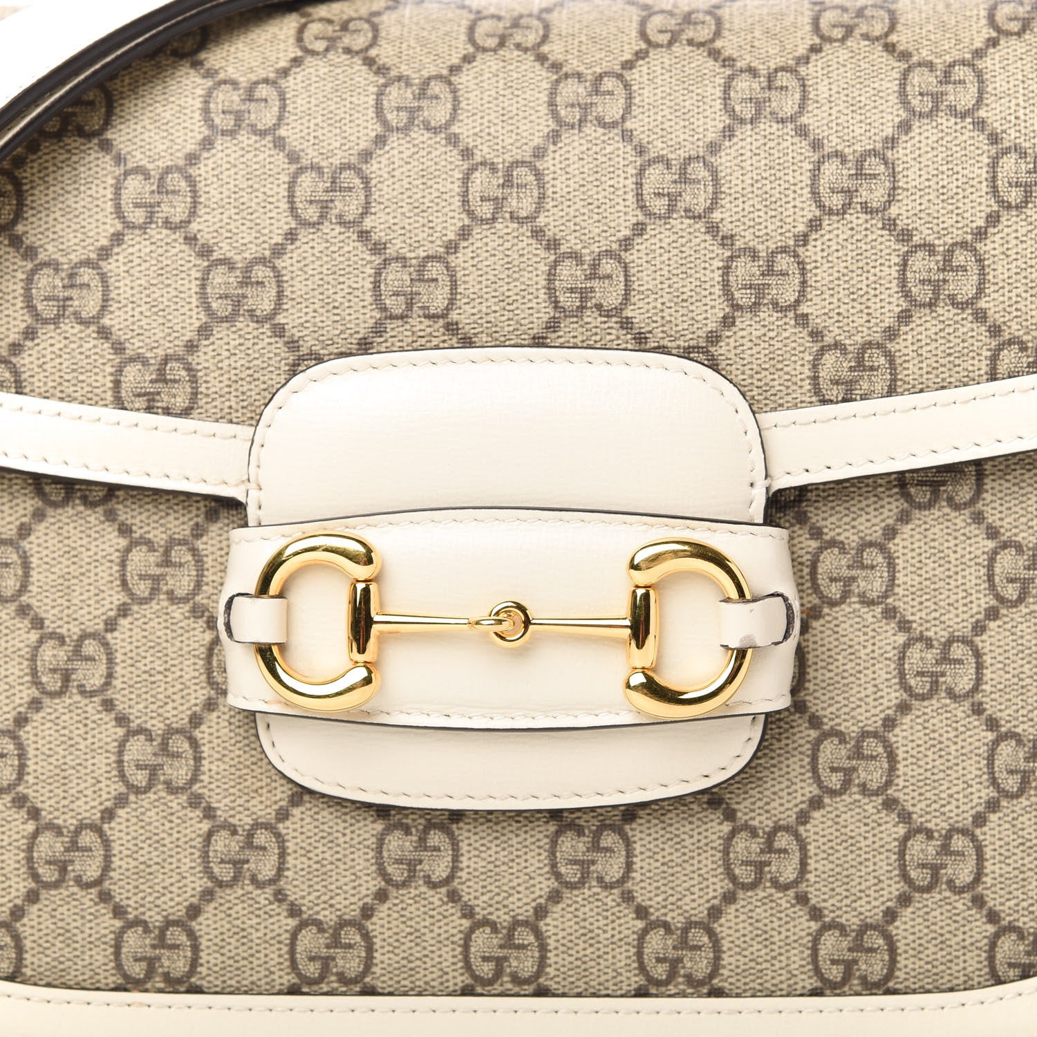 Gucci GG Supreme Monogram Horsebit 1955 Shoulder Bag Beige Mystic White 10 of 11