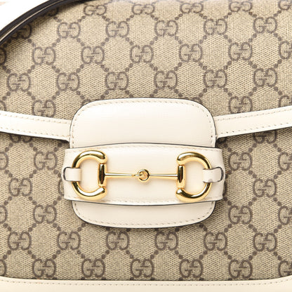 Gucci GG Supreme Monogram Horsebit 1955 Shoulder Bag Beige Mystic White 10 of 11
