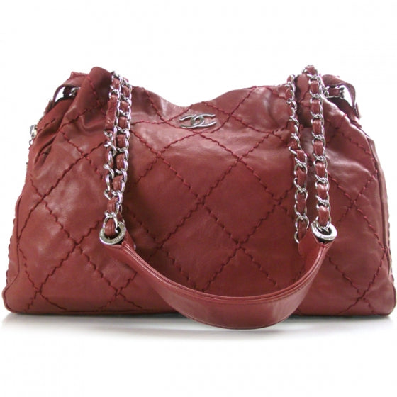 Lambskin Expandable Tote Red