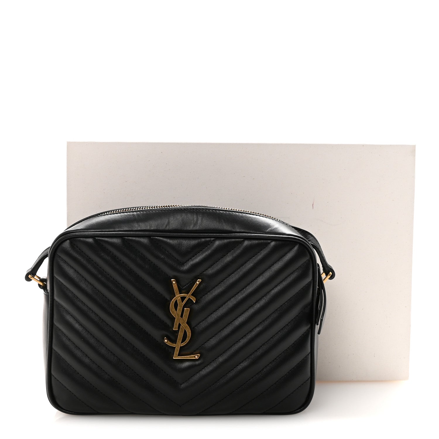 Saint Laurent Calfskin Matelasse Monogram Lou Camera Bag Black