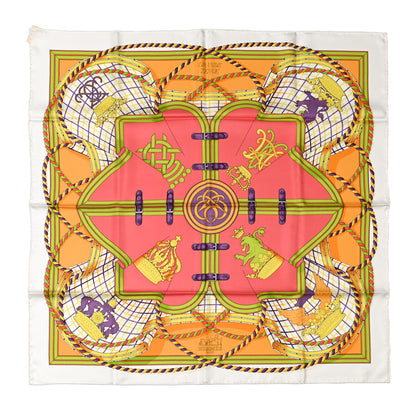 Hermes Silk Grande Tenue Scarf 90 Blanc Corail Mauve 1 of 6