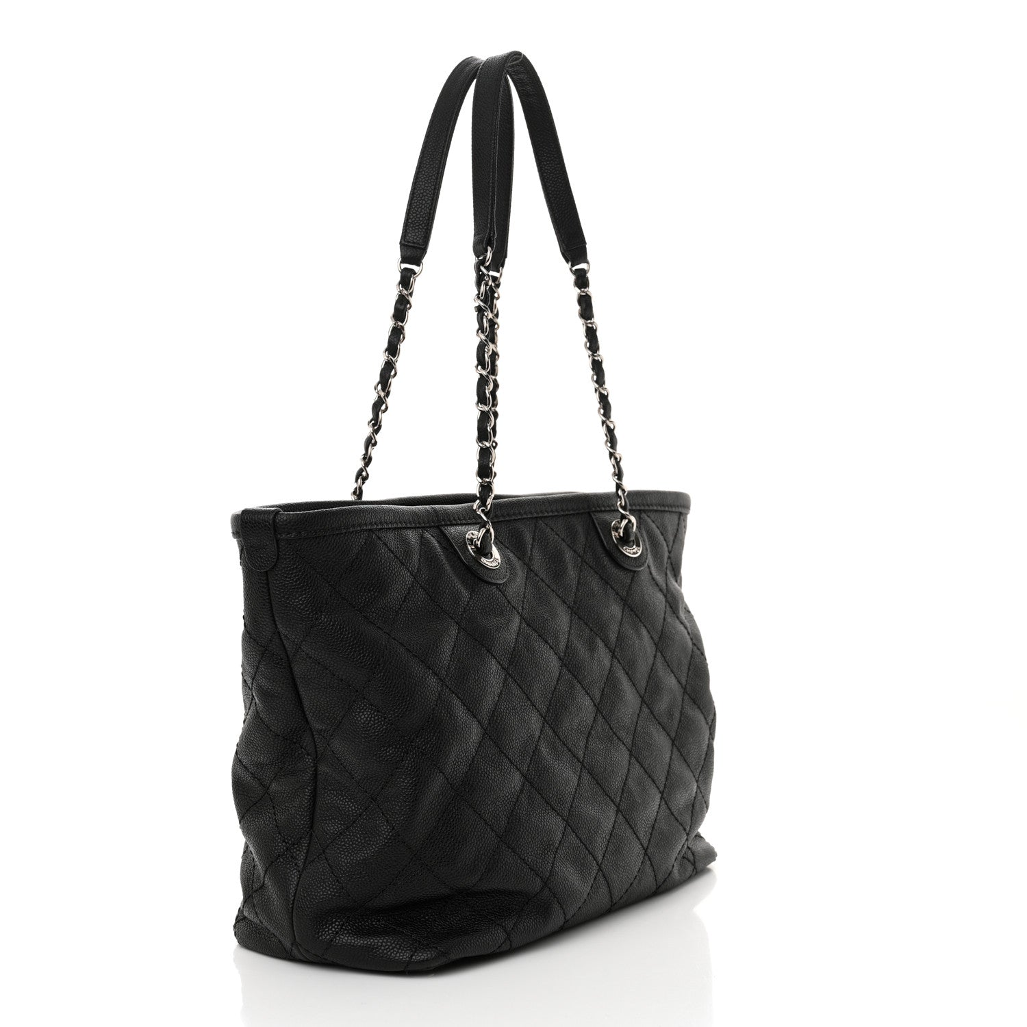 Chanel Grained Calfskin Quilted Small Daily Shopping Tote Black 4 of 14
