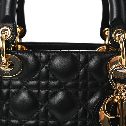 Christian Dior Lambskin Cannage Medium Lady Dior Black 7 of 9