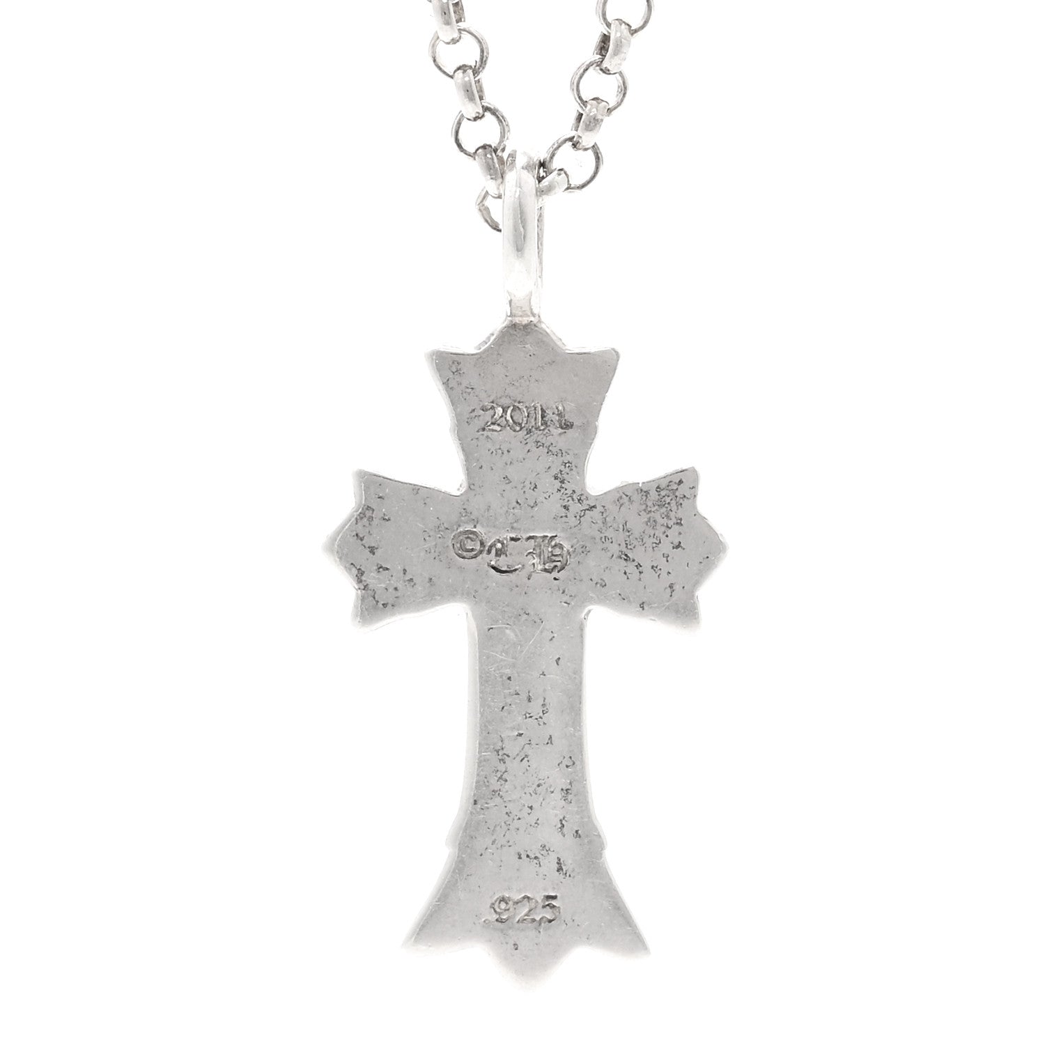 Chrome Hearts Sterling Silver Diamond Double Cross Pendant Necklace 4 of 5