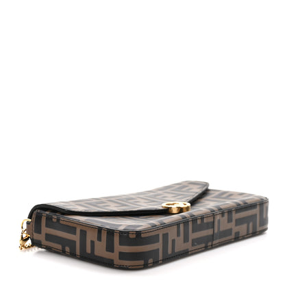 Fendi Vitello Soft F is Fendi Bi-Color FF 1974 Embossed Envelope Wallet On Chain with Pouches Maya Black 5 of 11
