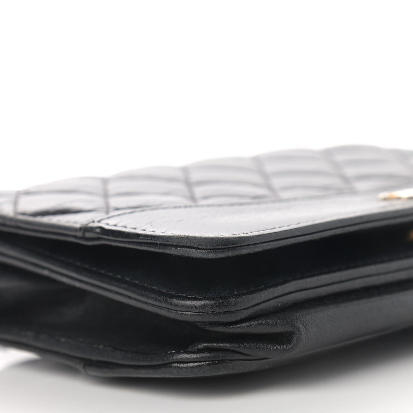 Aged Calfskin Quilted Gabrielle Wallet On Chain WOC Black