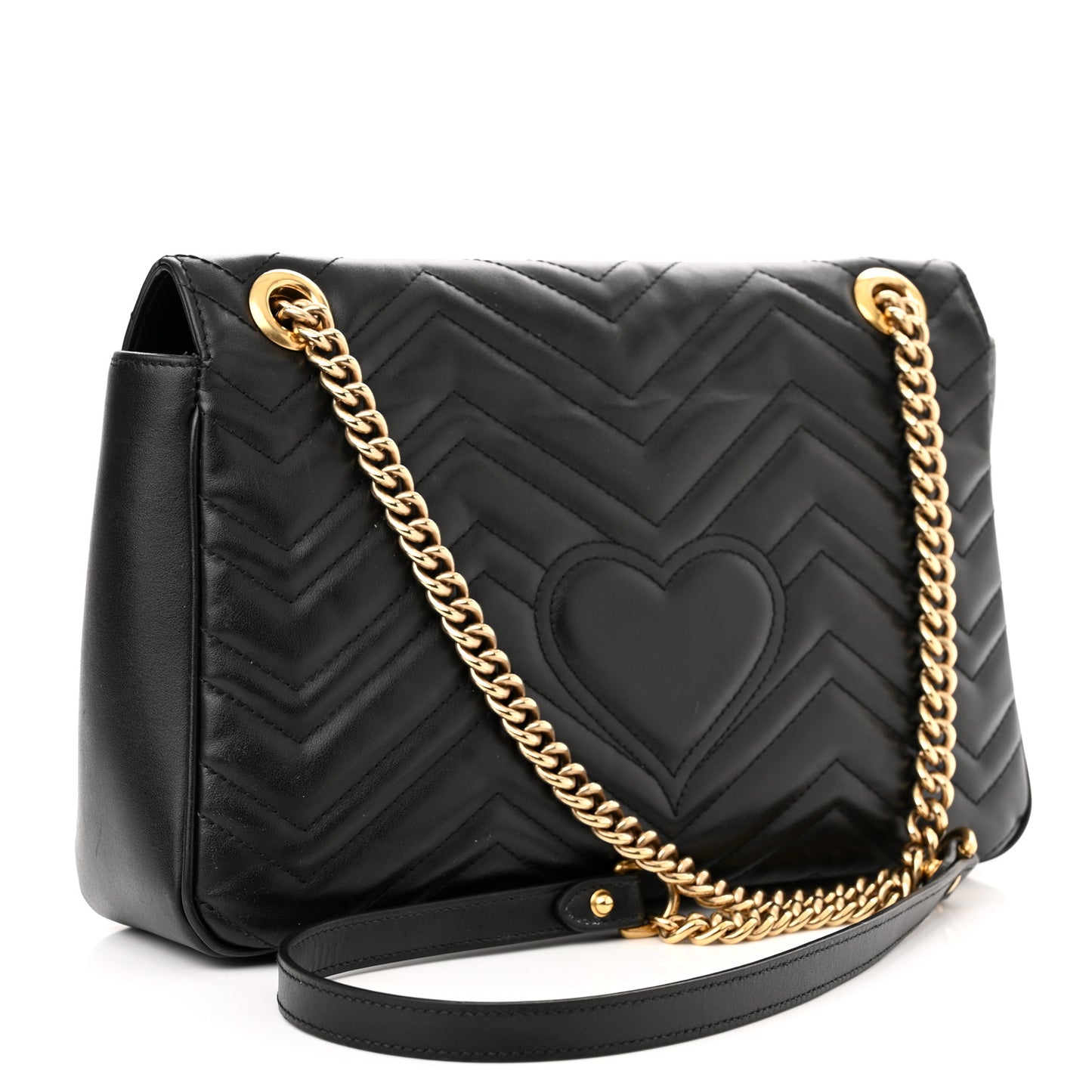 Calfskin Matelasse Medium GG Marmont Shoulder Bag Black