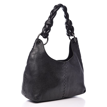 Bottega Veneta Cervo Deerskin Braided Ring Shoulder Bag Black 3 of 16