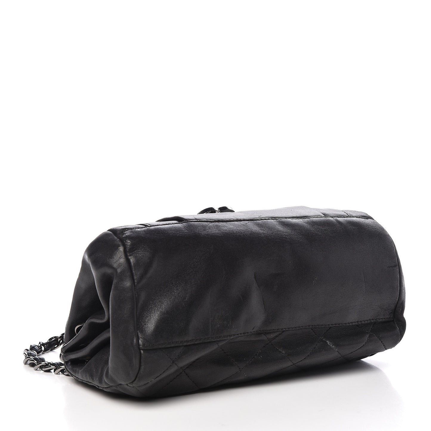 Calfskin Quilted Frame Flap Black