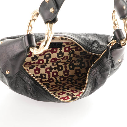 Gucci Guccissima Half Moon Bamboo Ring Hobo Black 5 of 7