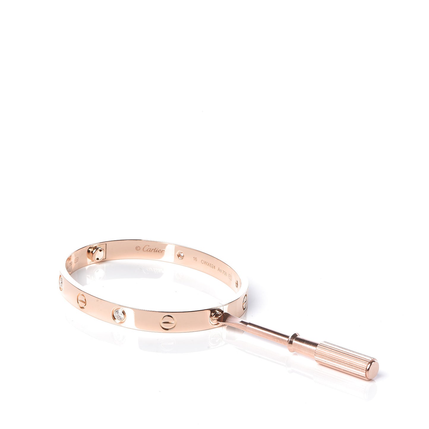 18K Pink Gold 4 Diamond LOVE Bracelet 16