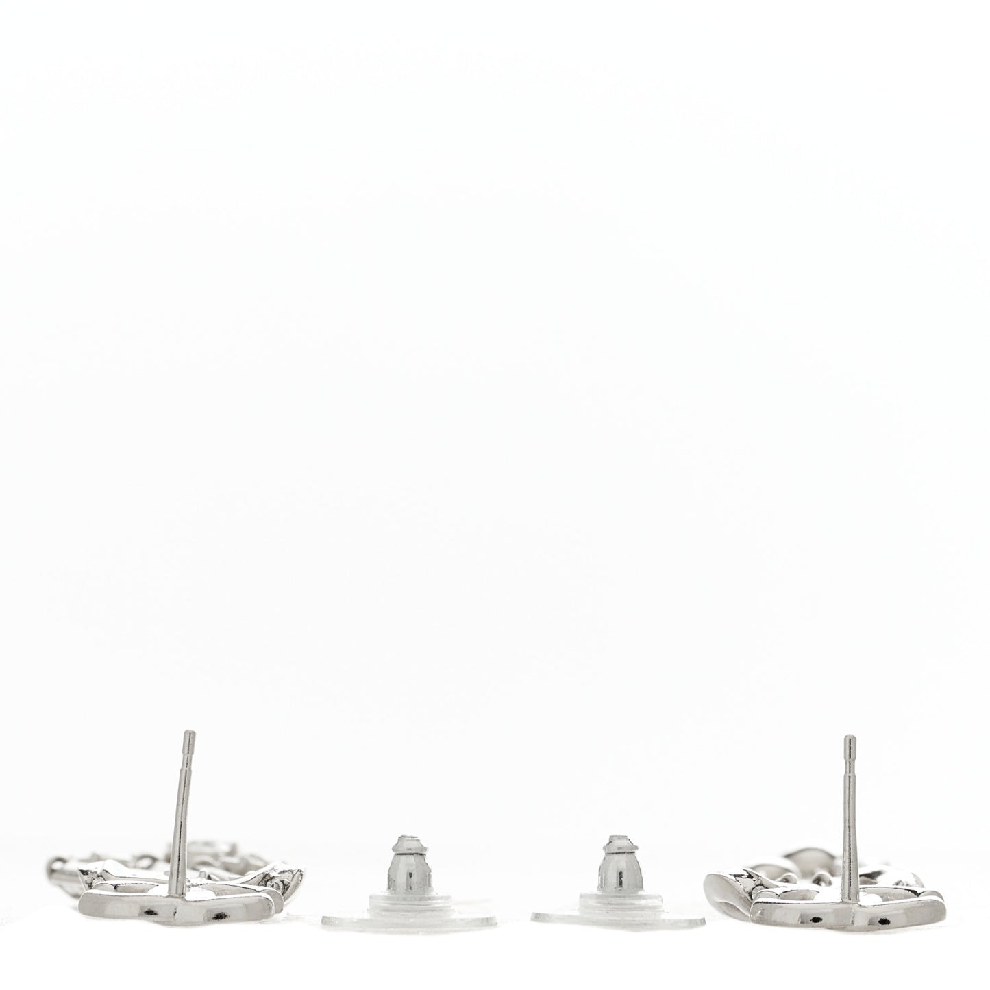 Crystal CC Bow Drop Earrings Silver