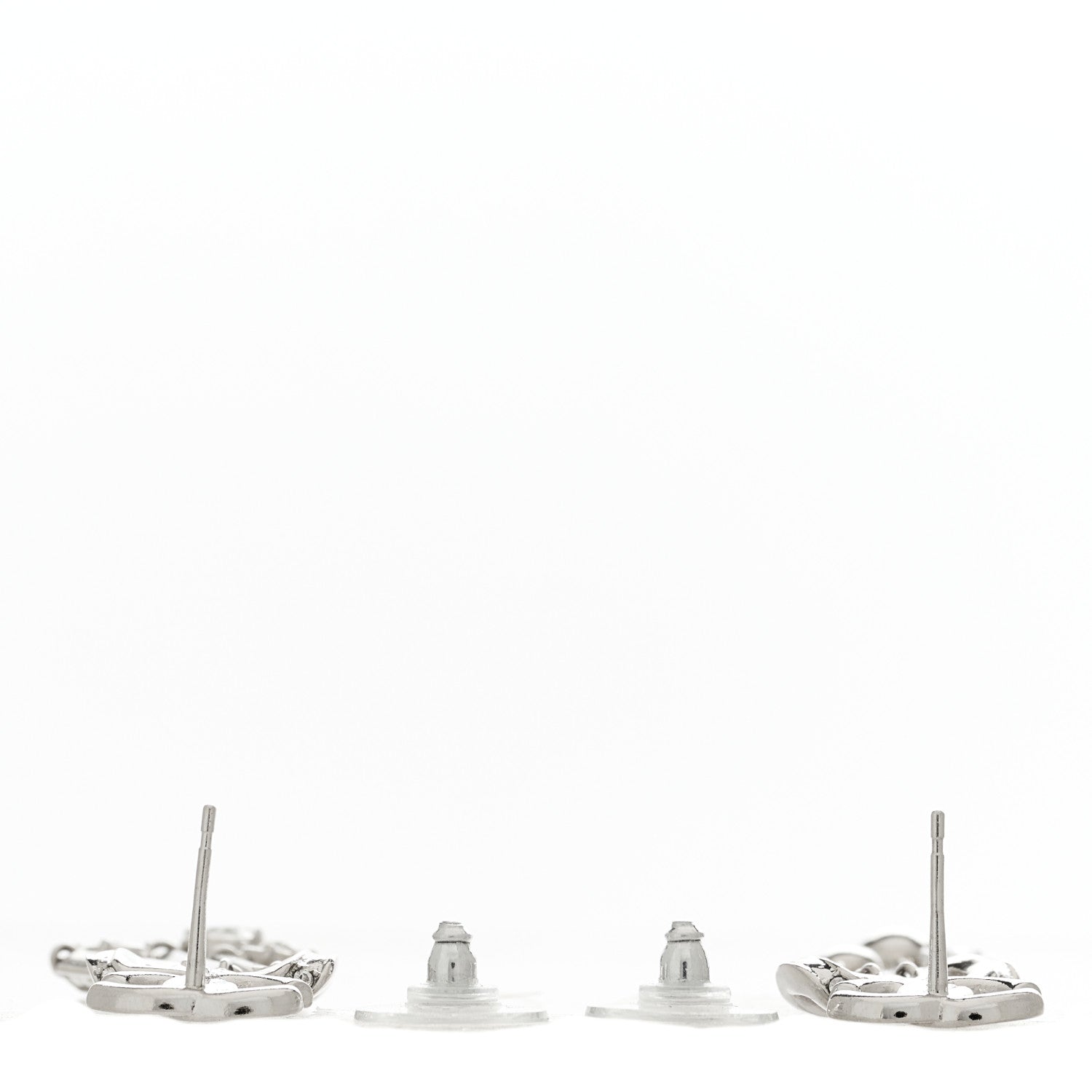 Chanel Crystal CC Bow Drop Earrings Silver 3 of 5