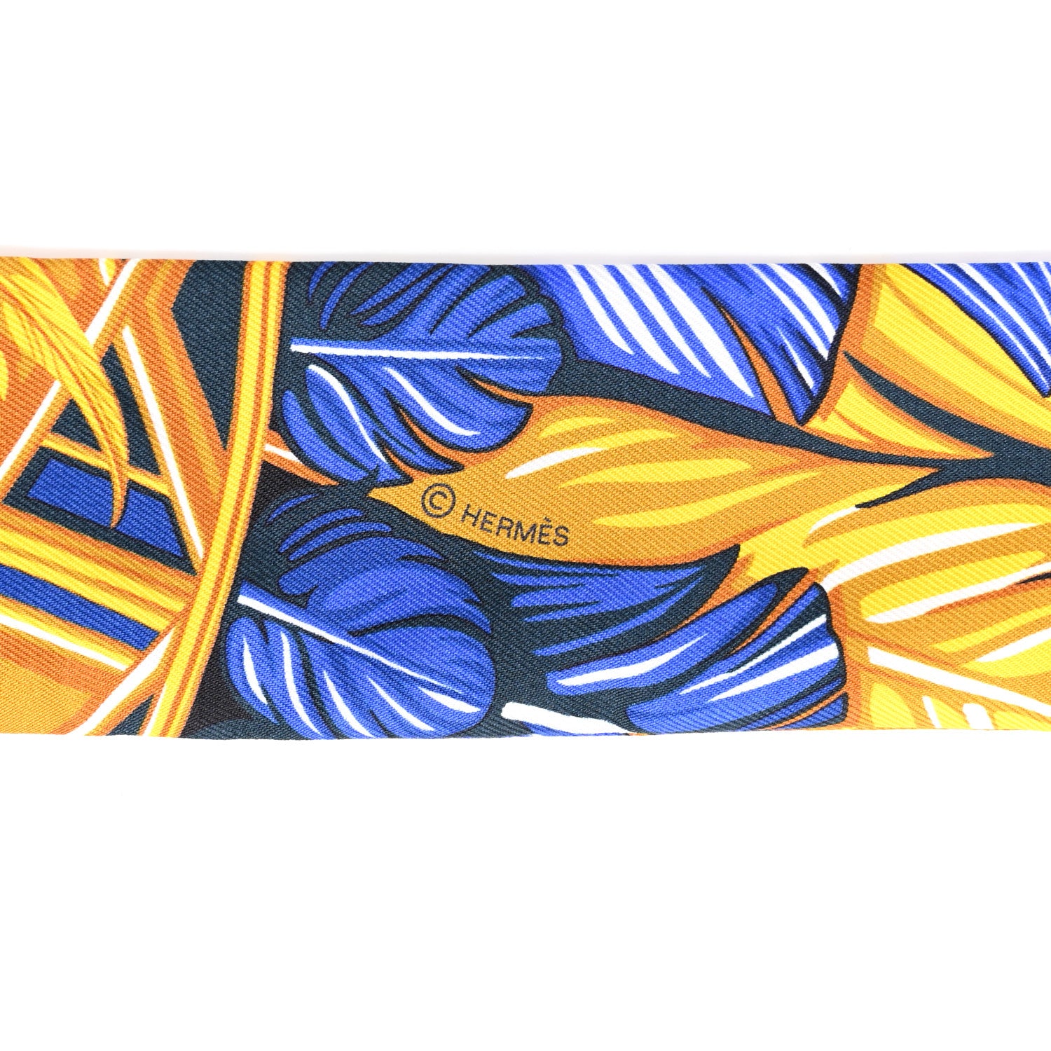 Hermes Silk La Danse Pacifique Twilly Bleu Nuit Jaune Vif 4 of 4
