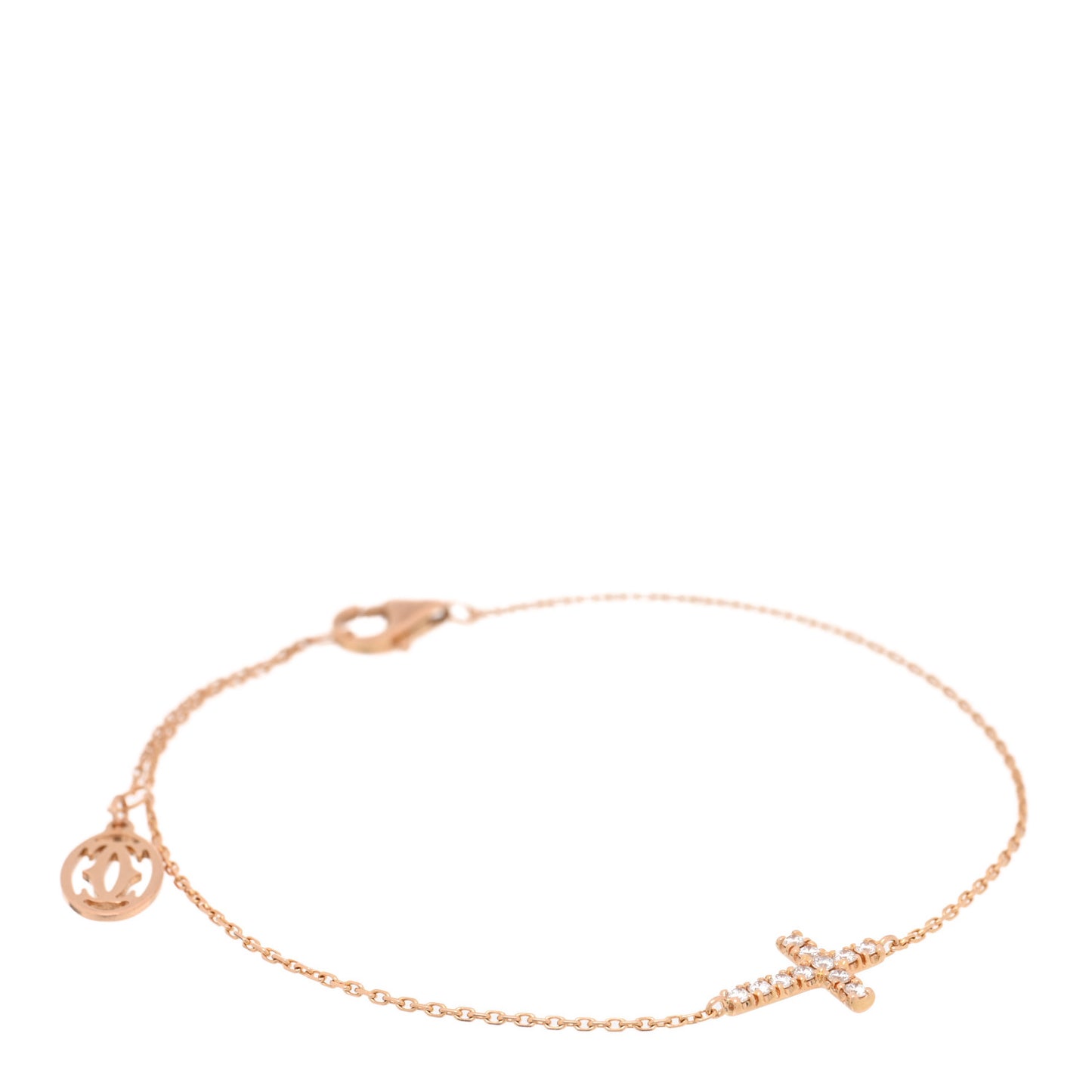 18K Pink Gold Diamond Symbols Cross Bracelet