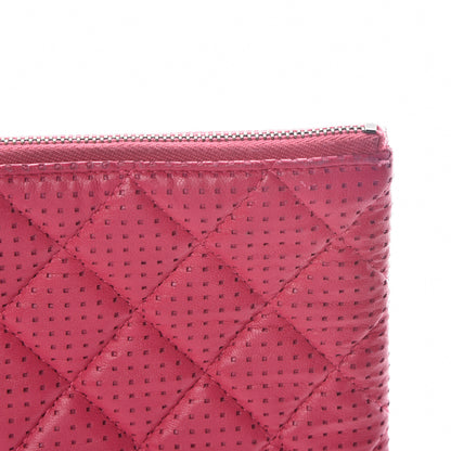 Chanel Perforated Lambskin Quilted Large Cosmetic Case Pink 12 of 15