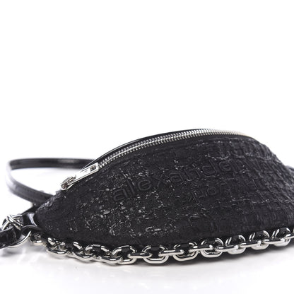 Alexander Wang Patent Tweed Chain Embellished Attica Belt Bag Black 10 of 11