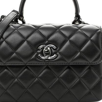 Chanel Lambskin Quilted Mini Trendy CC Dual Handle Flap Bag So Black 9 of 14
