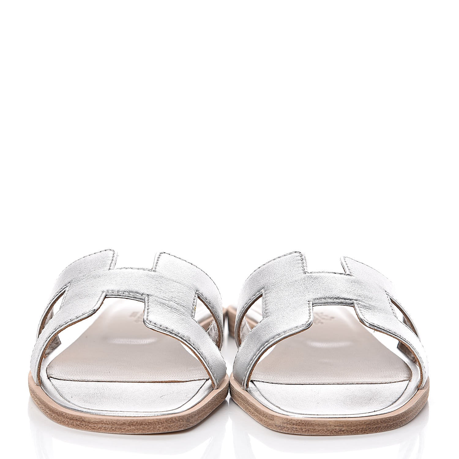 Hermes Metallic Nappa Calfskin Oran Sandals 35 Argent 2 of 10
