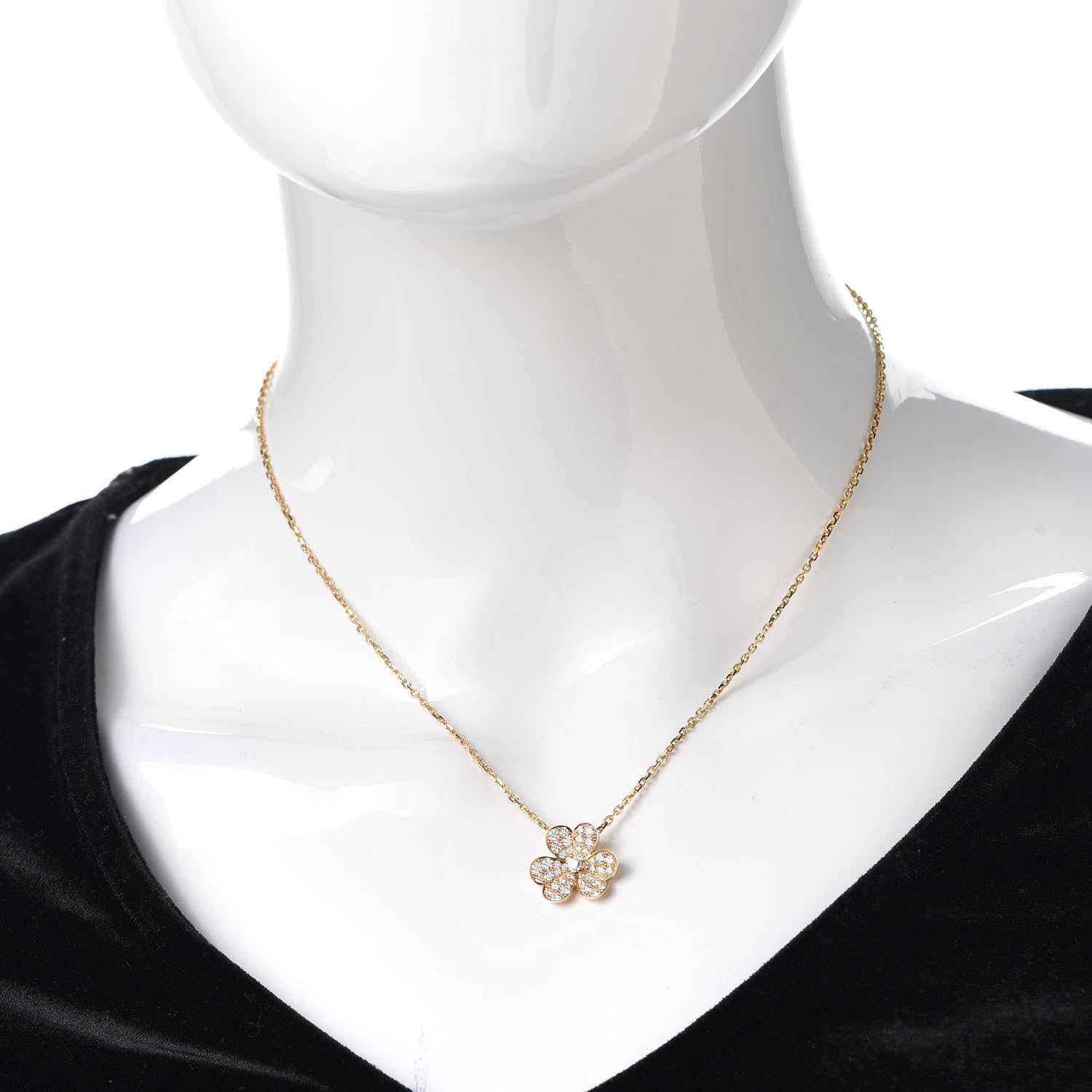 Van Cleef & Arpels 18K Yellow Gold Diamond Small Frivole Pendant Necklace 2 of 8