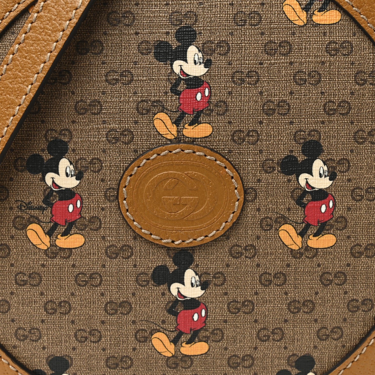 Gucci X DISNEY Mini Vintage GG Supreme Monogram Mickey Mouse Round Shoulder Bag Beige Vintage Sun Oil 8 of 11