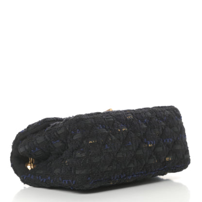Chanel Tweed Quilted Mini 2.55 Reissue Flap Black Gold Navy 4 of 11