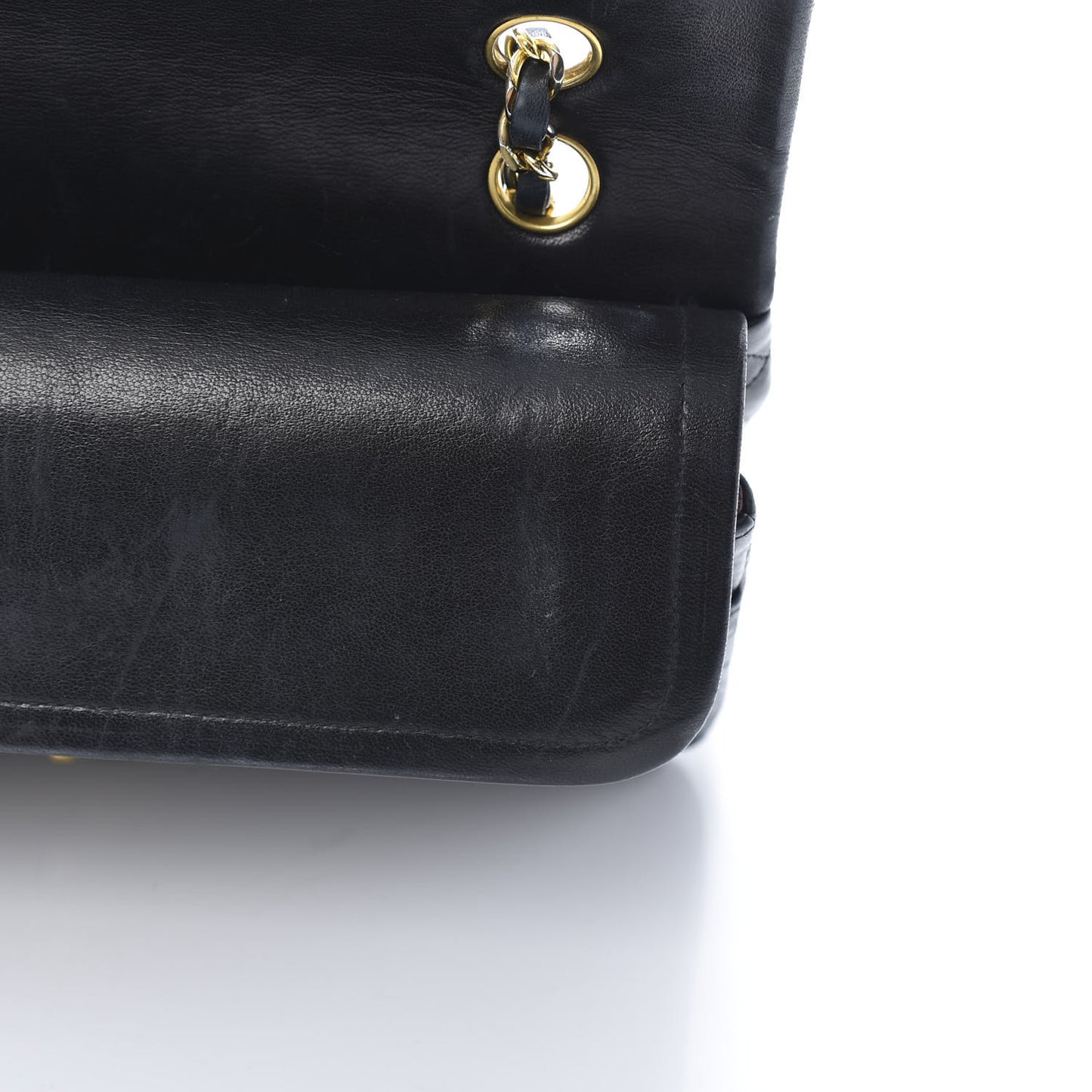 Lambskin Quilted Medium Double Flap Black