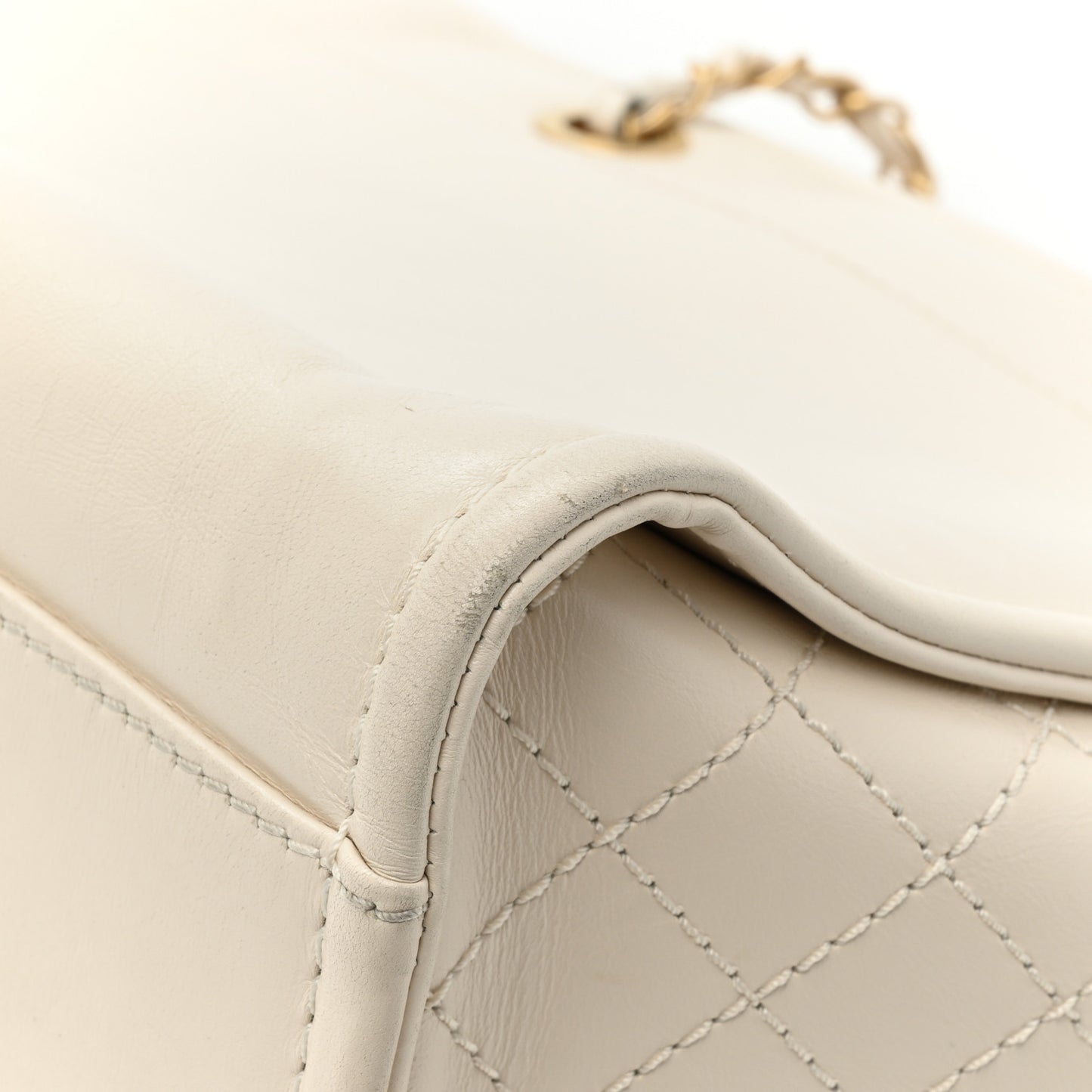 Aged Calfskin Small Charms Deauville Tote White