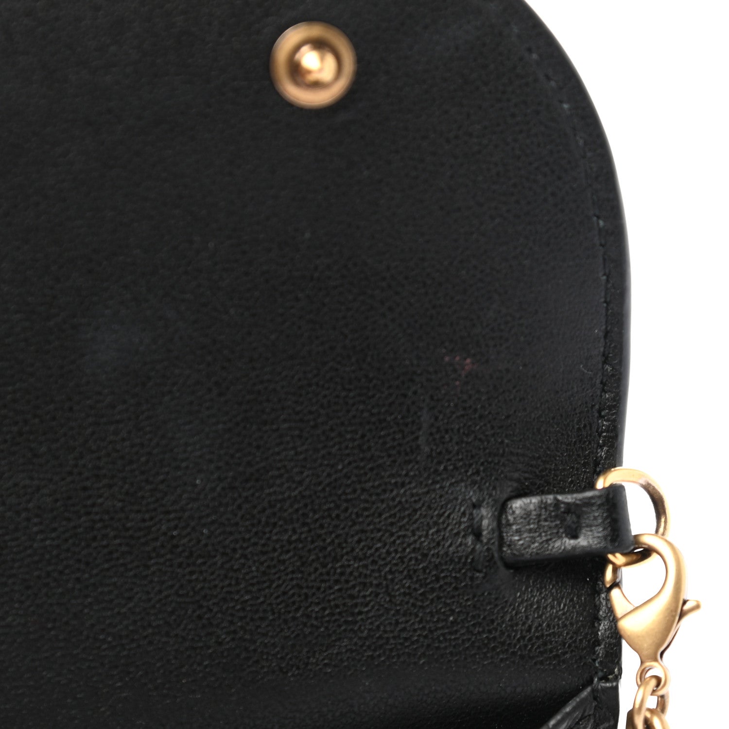 Christian Dior Grained Calfskin Saddle Chain Wallet Pouch Black 9 of 11