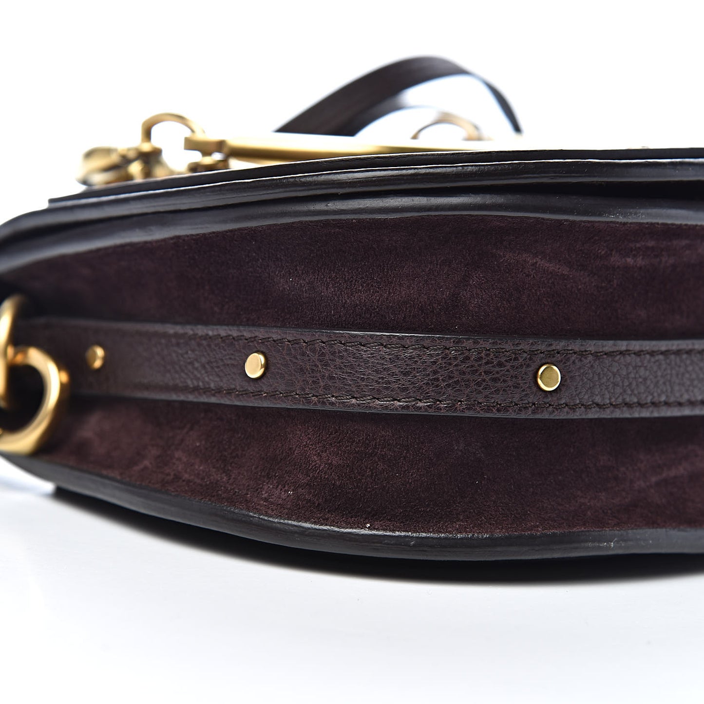 Calfskin Suede Small Nile Bracelet Bag Carbon Brown