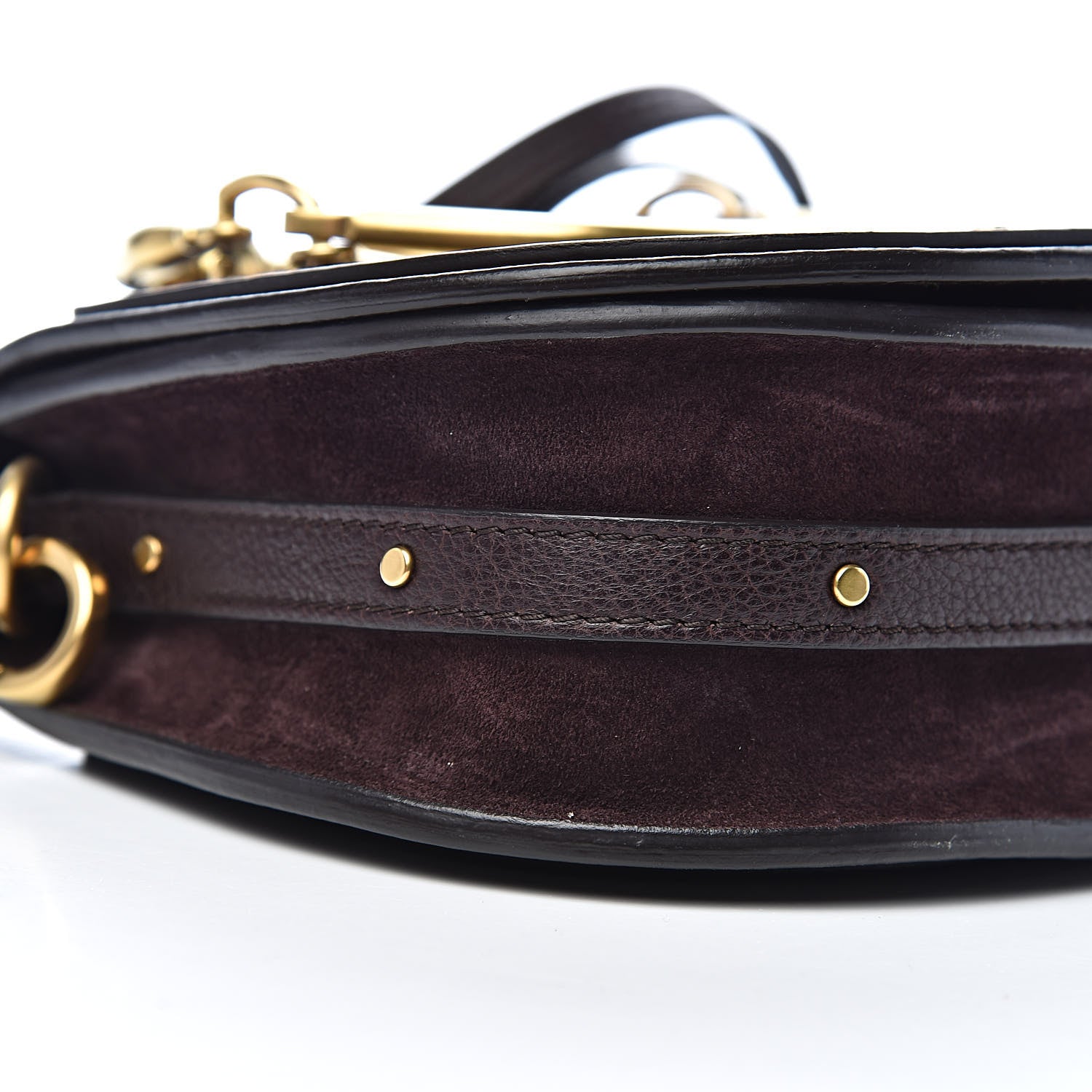 Chloe Calfskin Suede Small Nile Bracelet Bag Carbon Brown 11 of 15