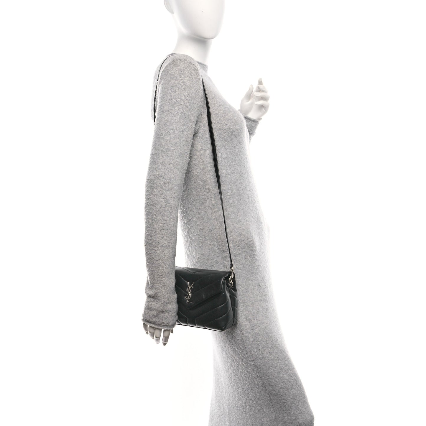 Calfskin Y Quilted Monogram Toy Loulou Crossbody Bag Black