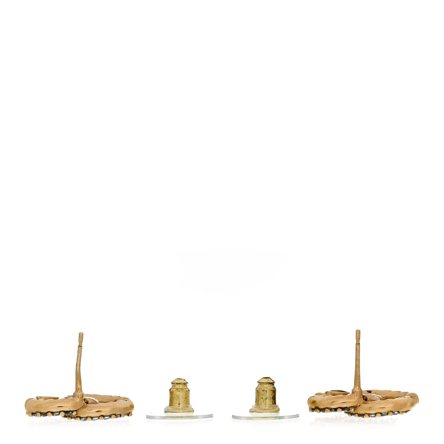 Chanel Crystal CC Earrings Gold 3 of 5