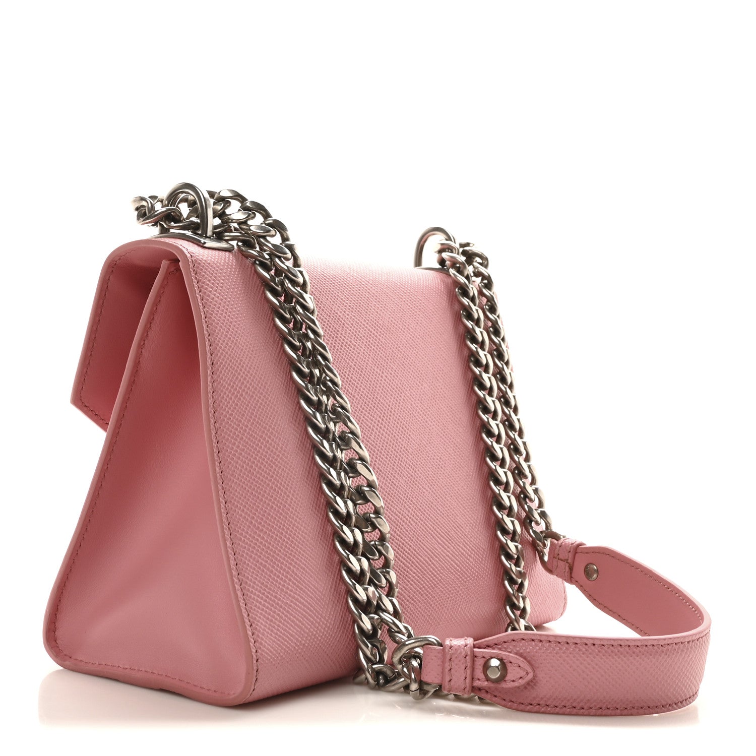 Prada Saffiano Cuir Calfskin Monochrome Envelope Flap Chain Shoulder Bag Petalo 3 of 10