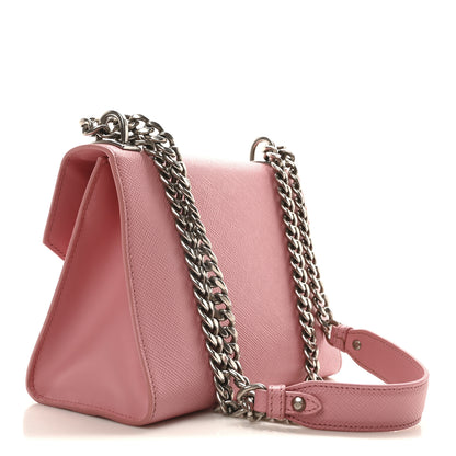 Prada Saffiano Cuir Calfskin Monochrome Envelope Flap Chain Shoulder Bag Petalo 3 of 10