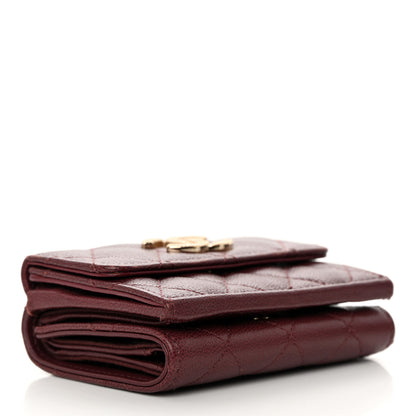 Chanel Caviar Quilted Studded CC Double Flap Wallet Burgundy 4 of 13