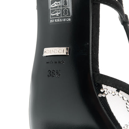 Gucci Tela Retino Kid Scamosciato Crystal GG Monogram Square G 35mm Slingback Pumps 38.5 Black 6 of 10