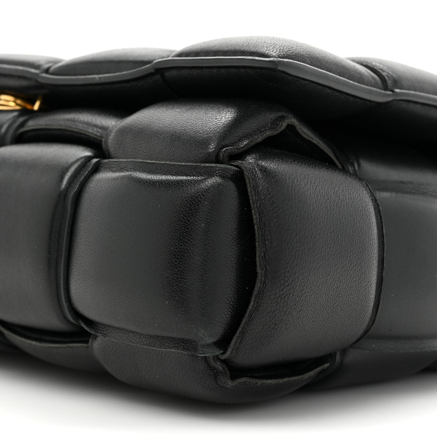 Lambskin Maxi Intreccio Padded Chain Cassette Crossbody Bag Black