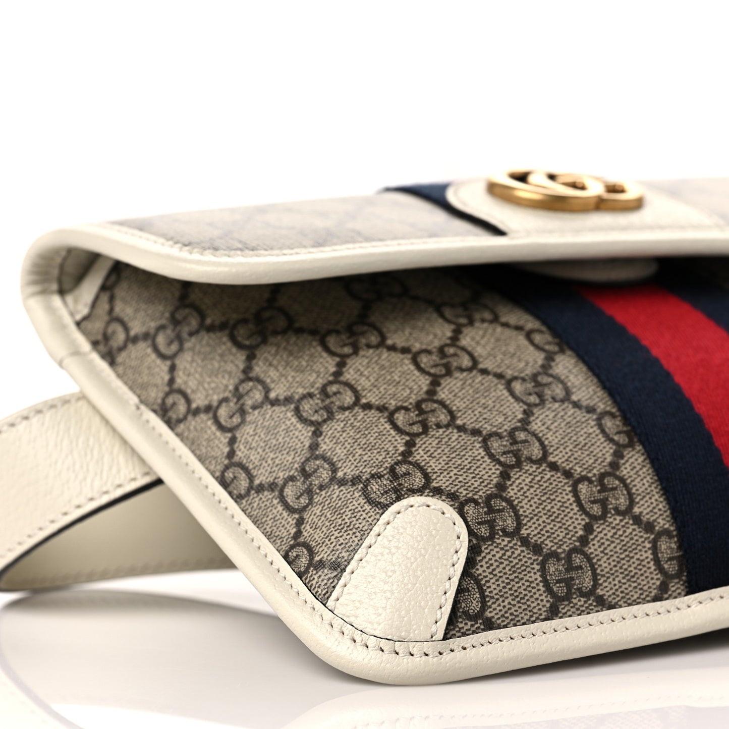 GG Supreme Monogram Web Small Ophidia Belt Bag 90 36 Beige Ebony White