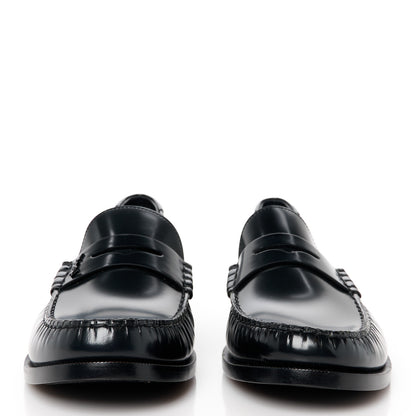 Saint Laurent Glazed Calfskin Penny Loafers 46 Black 2 of 9